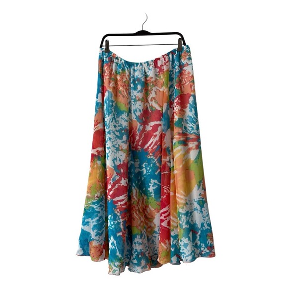Ruby Rd. Woman Skirt Womens Plus 18W Multicolor Abstract A-Line Maxi - Picture 2 of 7